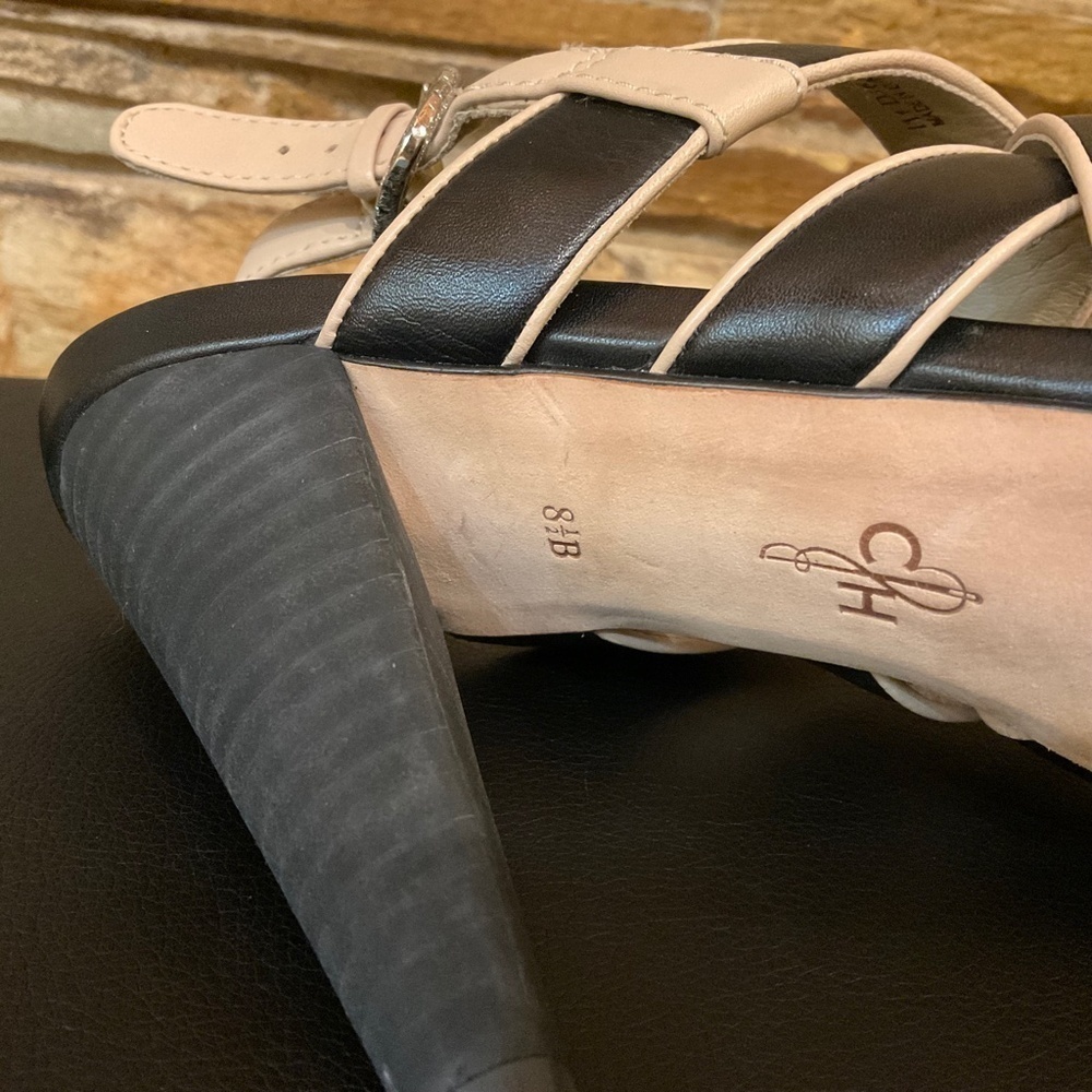 Cole Haan Black/Tan Leather Cross Strap Sandals (8.5) - Picture 7 of 7